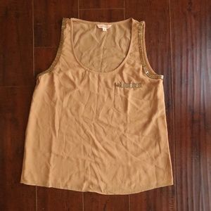 Nude top with gold trim